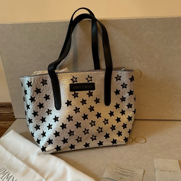 Jimmy choo SOFIA/M NAPPA LEATHER TOTE BAG WITH PERFORATED STARS (NEW) - Picture 15 of 16